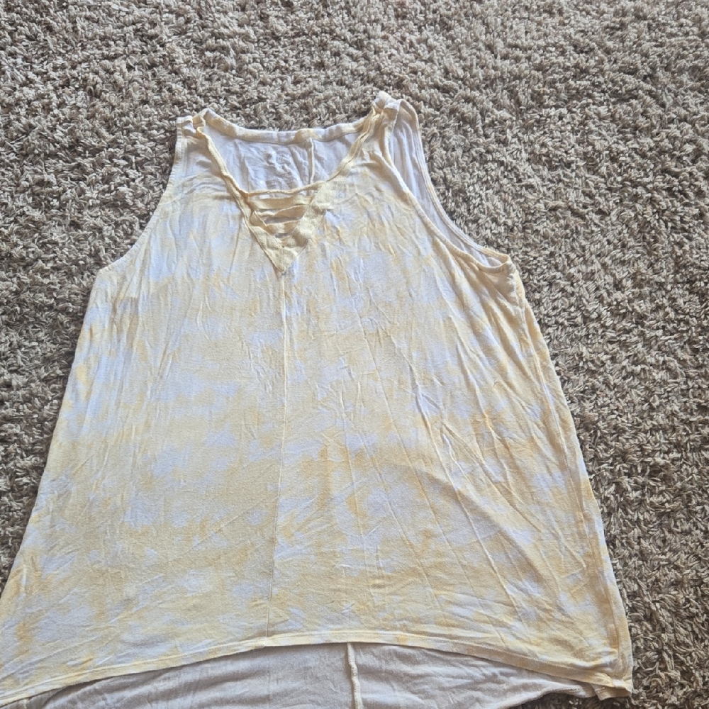 Maurices Yellow and White Tank Top